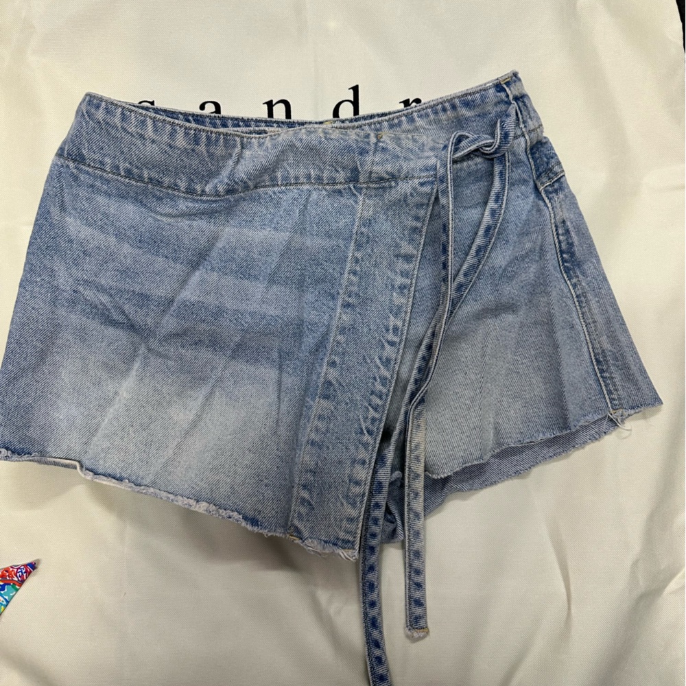We The Free Light Blue wrap Denim Skort with Zip Fly
